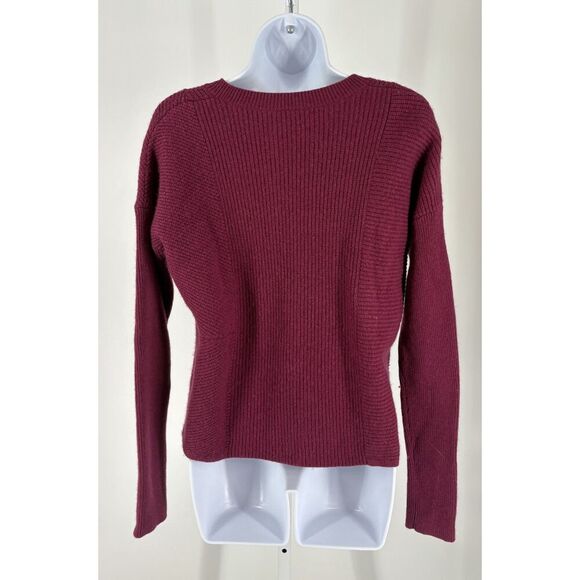 Athleta Burgundy Ribbed Knit Sweater Long Sleeve Pullover - Picture 2 of 4